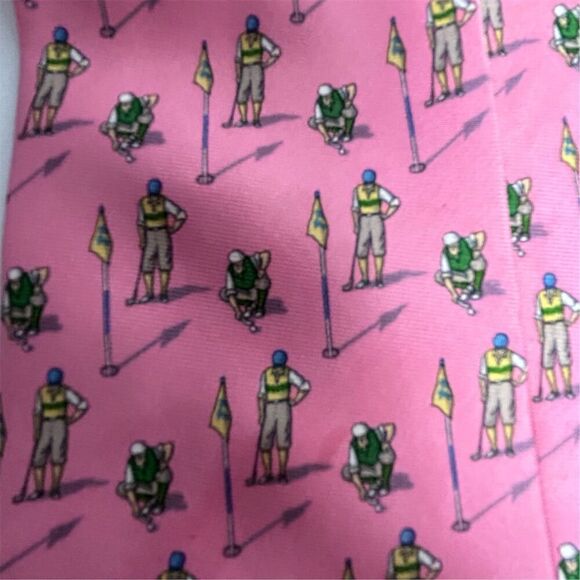 Polo Ralph Lauren Men's Pink Silk Tie Golf Theme Geometric Pattern - Picture 10 of 13